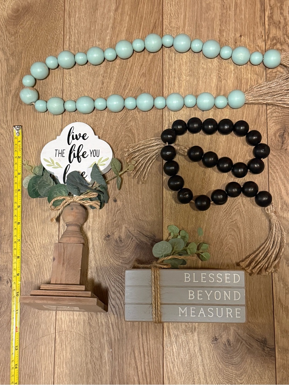 Wooden Bead Garland - Mint and Black Two-Pack